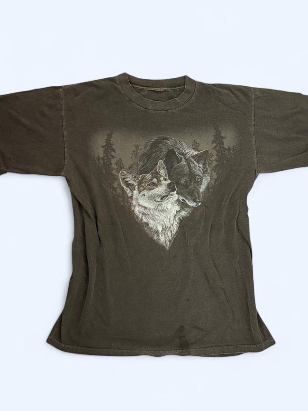 Men's Graphic Wolf Crewneck T-Shirt - Olive